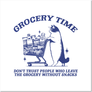 Grocery Time Funny Cat Shirt / Funny Cat Meme Shirt / Ironic Shirt / Weirdcore Clothing / Oddly Specific / Unhinged Posters and Art